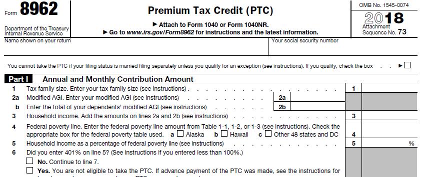 Premium Tax Credit, Form 8962 If a taxpayer is MFS and is eligible for relief from requirement to file MFJ because of spousal abuse or abandonment, this box should be checked.