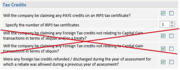 Will the company be claiming any Foreign Tax credits not relating to Capital Gain transactions in terms of s6quat and/or a treaty?
