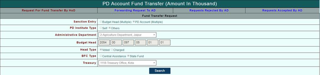 6) Select the Treasury from the drop down list.