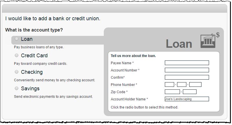 Add a Bank or Credit Union You can pay a bank or credit union for