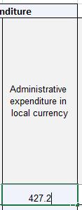 Fill in the Administrative expenditure, in local currency Comments, Notes and Sources 2.21.