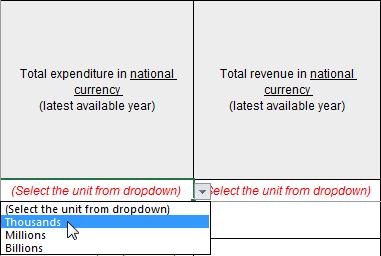 1.9. Select the unit (Thousands, Millions or Billions) from the dropdown