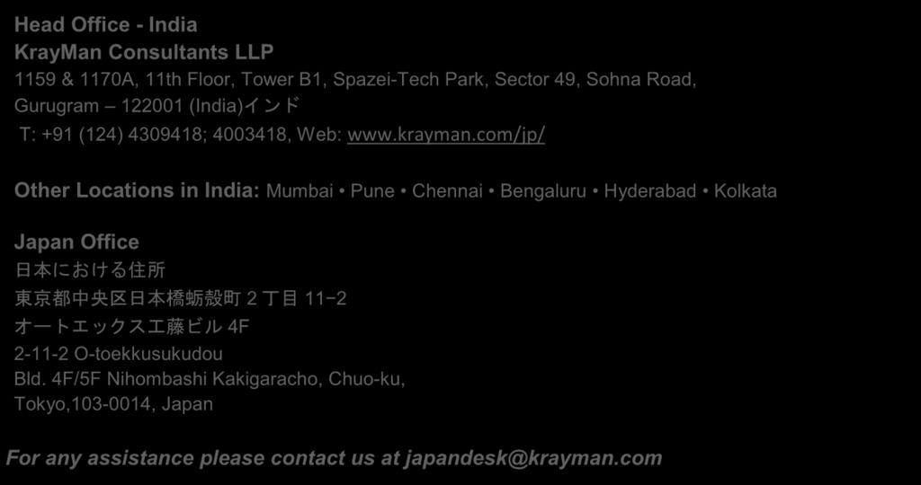 We are a one shop stop solution for the advisory and compliance needs of Japanese companies in India.
