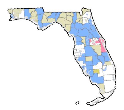 Within Florida, several areas of the state are considered medically underserved, shown in the map below.