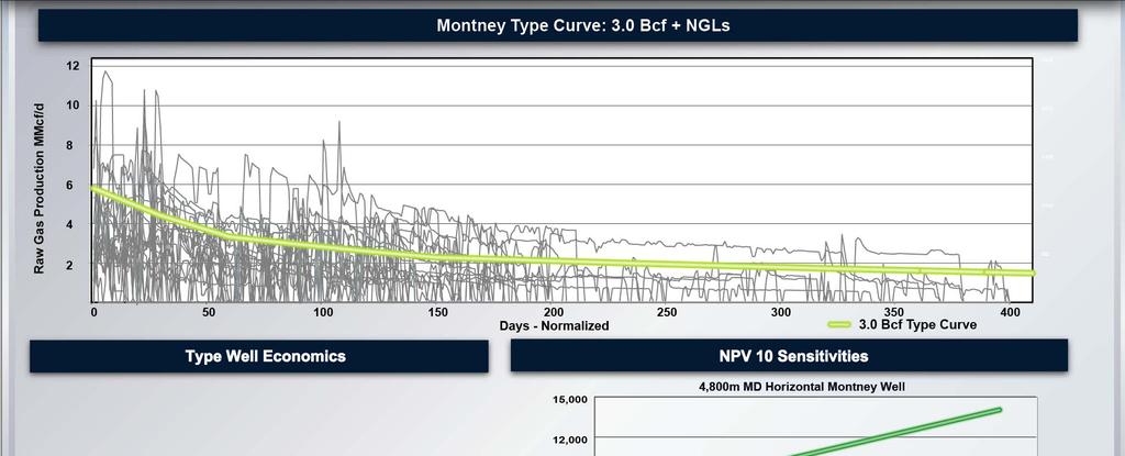 Montney Economics Assumptions Capital: $10.0 MM horizontal well IP: 5.