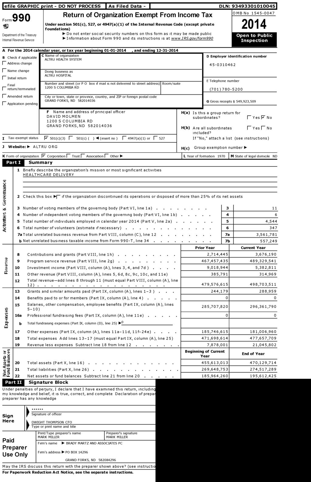 lefile GRAPHIC print - DO NOT PROCESS I As Filed Data - I DLN: 934933010100451 OMB 1545-0047 990 Return of Organization Exempt From Income Tax Form Under section 501 (c), 527, or 4947 ( a)(1) of the