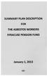 SUMMARY PLAN DESCRIPTION FOR THE ASBESTOS WORKERS SYRACUSE PENSION FUND
