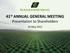 41 st ANNUAL GENERAL MEETING Presentation to Shareholders. 20 May 2015