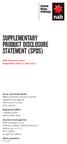 SUPPLEMENTARY PRODUCT DISCLOSURE STATEMENT (SPDS)