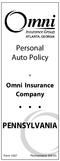 ATLANTA, GEORGIA. Personal Auto Policy. Omni Insurance Company PENNSYLVANIA. Form 1037 Pennsylvania (06/10)