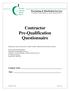 Contractor Pre-Qualification Questionnaire