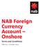 NAB Foreign Currency Account Onshore. Terms and Conditions