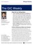 The GIC Weekly. Upcoming Catalysts
