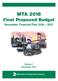 MTA 2018 Final Proposed Budget November Financial Plan Volume 1 November 2017