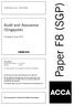 Paper F8 (SGP) Audit and Assurance (Singapore) Thursday 6 June Fundamentals Level Skills Module