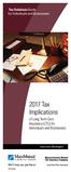 2017 Tax Implications. of Long Term Care Insurance (LTCi) for Individuals and Businesses. Tax Solutions Guide for Individuals and Businesses
