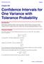 Confidence Intervals for One Variance with Tolerance Probability