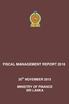 FISCAL MANAGEMENT REPORT th NOVEMBER 2015 MINISTRY OF FINANCE SRI LANKA
