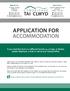 APPLICATION FOR ACCOMMODATION