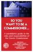 So You Want to be a Commissioner...