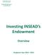 Investing INSEAD s. Endowment. Overview