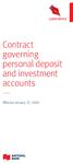 Contract governing personal deposit and investment accounts