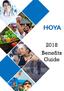 Welcome to Your Hoya Holding, Inc. Benefits TABLE OF CONTENTS