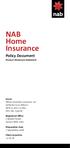 NAB Home Insurance. Policy Document. Product Disclosure Statement