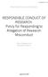 RESPONSIBLE CONDUCT OF RESEARCH: Policy for Responding to Allegation of Research Misconduct