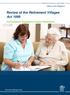 Review of the Retirement Villages Act 1999 Consultation Regulatory Impact Statement