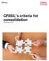 CRISIL s criteria for consolidation. December 2016