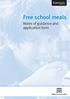 Free school meals. Notes of guidance and application form