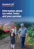 Information about tax relief, limits and your pension