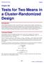 Tests for Two Means in a Cluster-Randomized Design