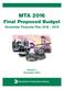 MTA 2016 Final Proposed Budget November Financial Plan Volume 1 November 2015