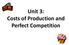 Unit 3: Costs of Production and Perfect Competition