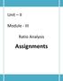 Unit II. Module III. Ratio Analysis. Assignments