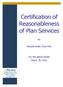 Certification of Reasonableness of Plan Services
