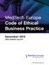 MedTech Europe Code of Ethical Business Practice. December 2015