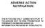 ADVERSE ACTION NOTIFICATION: