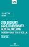 2016 ORDINARY AND EXTRAORDINARY GENERAL MEETING THURSDAY 19 MAY 2016 AT 9:30 A.M MEETING NOTICE