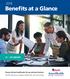 Benefits at a Glance GROUPS. Choose the best health plan for you and your business. Use this brochure to compare health plans and cost-sharing.