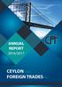 ANNUAL REPORT 2016/2017 CEYLON AND FOREIGN TRADES PLC
