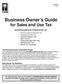 Business Owner s Guide for Sales and Use Tax