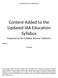 Content Added to the Updated IAA Education Syllabus