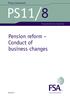 Pension reform Conduct of business changes