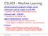 CSL603 Machine Learning