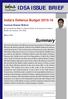 IDSA Issue Brief. India s Defence Budget