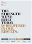 THE STRENGTH WE VE BUILT TODAY IS DELIVERED IN OUR RESULTS. STRENGTH RETURN GROWTH PRODUCTIVITY