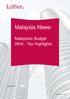 Malaysia News: Malaysia s Budget Tax Highlights. January Corporate Services. Luther.